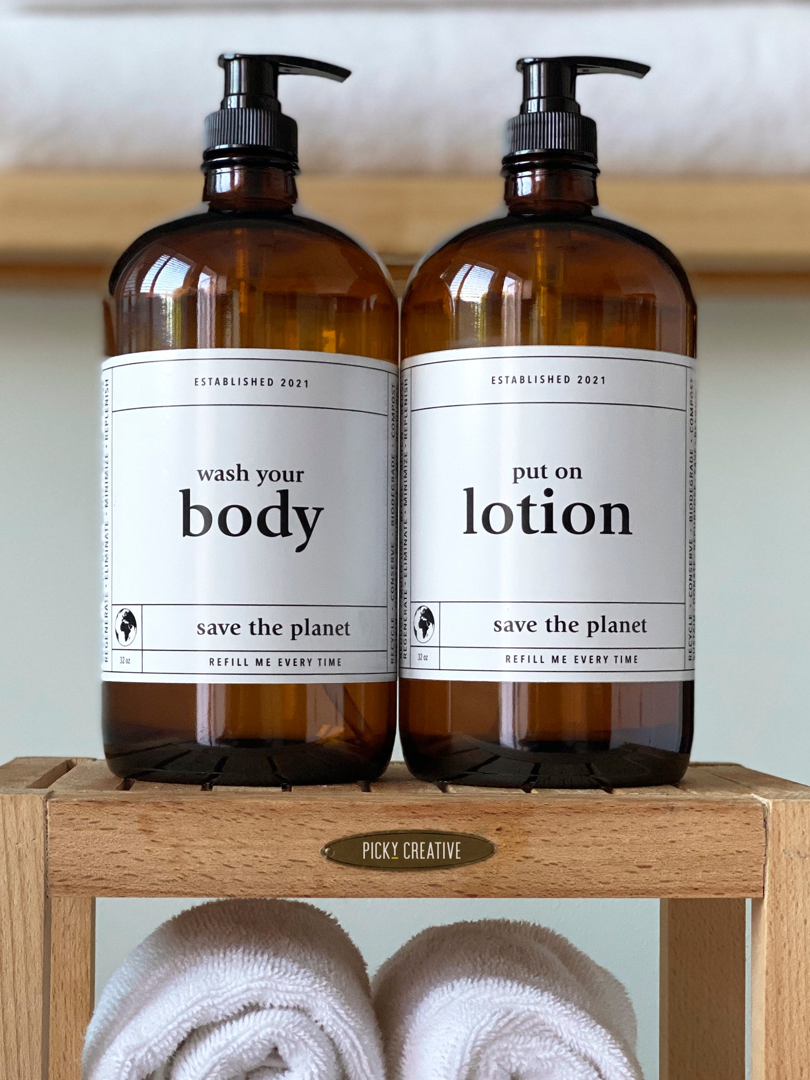 Shampoo Conditioner Body Wash Bottles set of 3 32 Oz Etsy