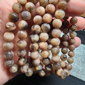 Black Moonstone Bracelet | Natural Crystal Bracelet | 8mm Stretch Bracelet | Stocking Stuffers