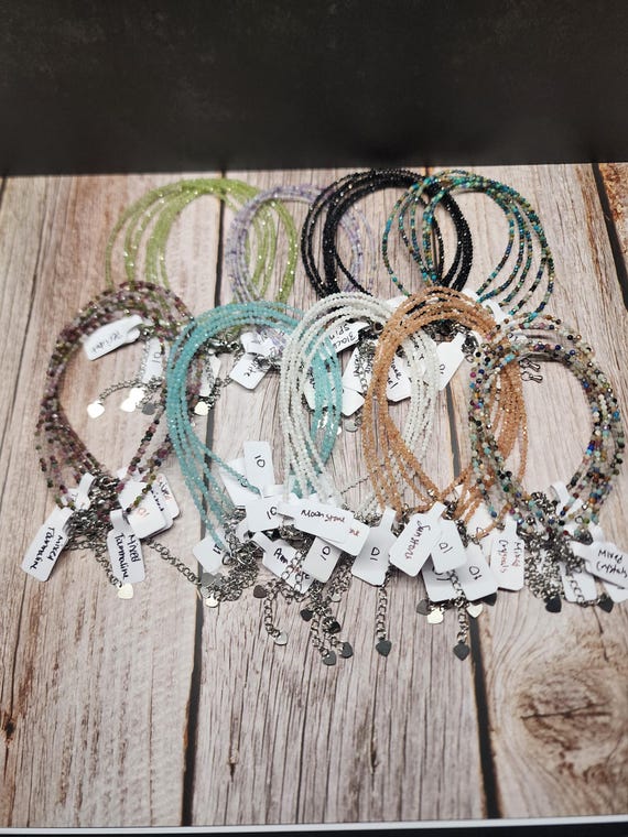 YOU PICK | Natural Crystal Anklets | Peridot, Fluorite, Spinel, Chrysocolla, Watermelon Tourmaline, Amazonite, Moonstone, Sunstone, Mixed