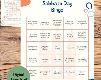LDS Sabbath Day Bingo Cards for Kids- Digital Download- Printable