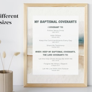 LDS Baptismal Covenant Printable- Primary Baptism Gift- Primary Handout- Baptism Poster- LDS Missionary Gift- LDS Covenants- Primary Gift