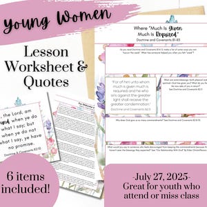 Where Much Is Given Much Is Required| YW Lesson July 27, 2025| Young Women Lesson Worksheet| D&C 81-83| YW Handout Come Follow Me 2025