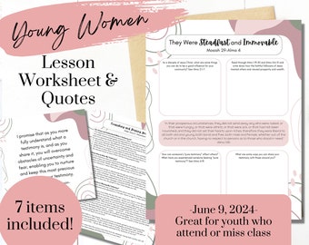 They Were Steadfast- YW Lesson June 9th- Young Women Lesson Worksheet- Mosiah 29- Alma 4- YW Lesson Handouts- Come Follow Me 2024- Digital