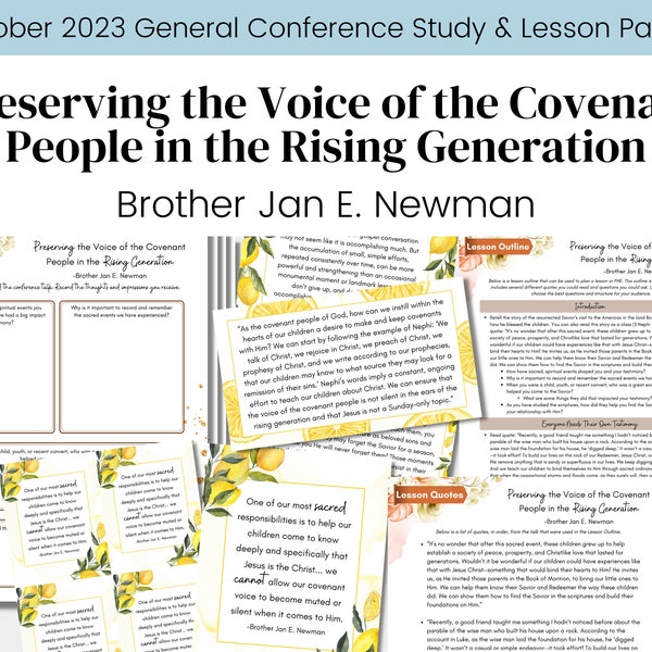Preserving the Voice of the Covenant- Brother Newman- General Conference Talk Oct 2023- LDS- Relief Society Lesson Outline- Digital Download