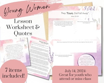 They “Never Did Fall Away”- YW Lesson July 14 - Young Women Lesson Worksheet- Alma 23-29- YW Handouts- Come Follow Me 2024- Digital Download