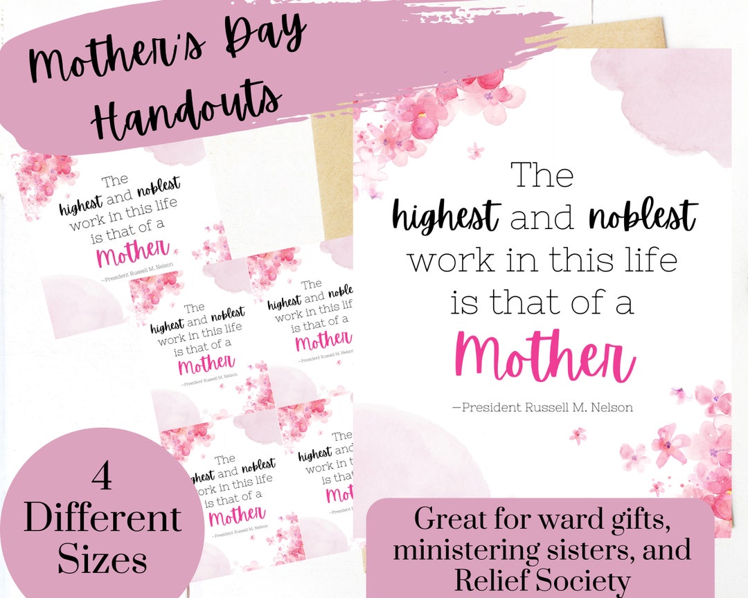 LDS Mother's Day Handout- LDS Mother's Day Quote- LDS Mother's Day Gift ...