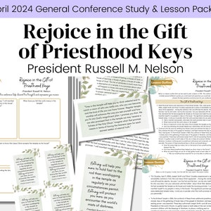 Rejoice in the Gift of Priesthood Keys President Nelson-LDS General Conference April 2024 Relief Society Lesson Outline Digital Download image 1