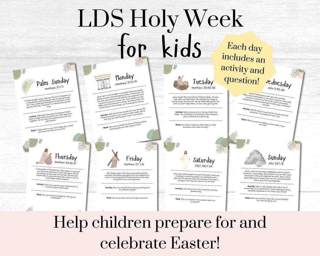 LDS Holy Week for Kids Cards | Easter Story Printable | LDS Easter ...