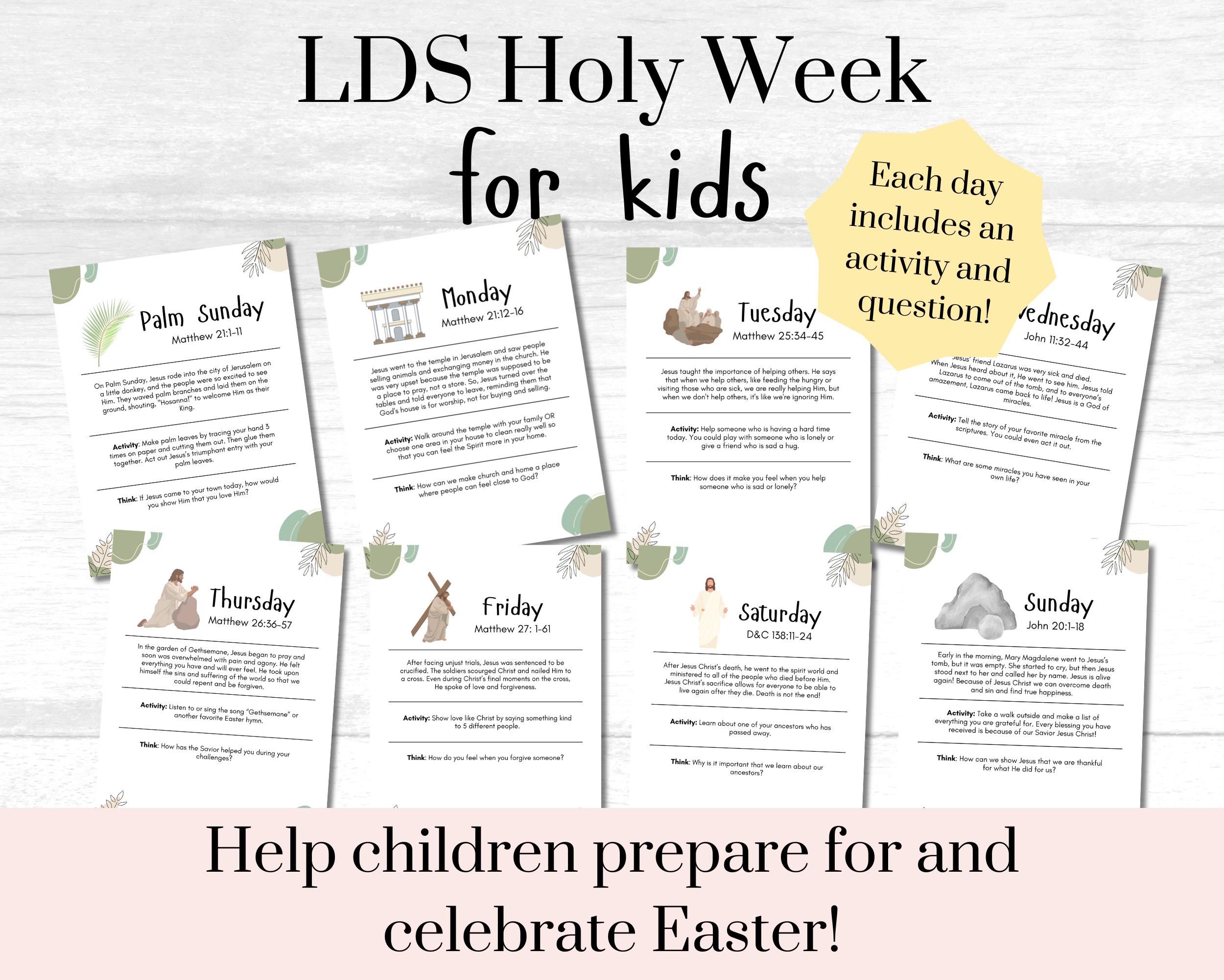 LDS Holy Week for Kids Cards | Easter Story Printable | LDS Easter ...