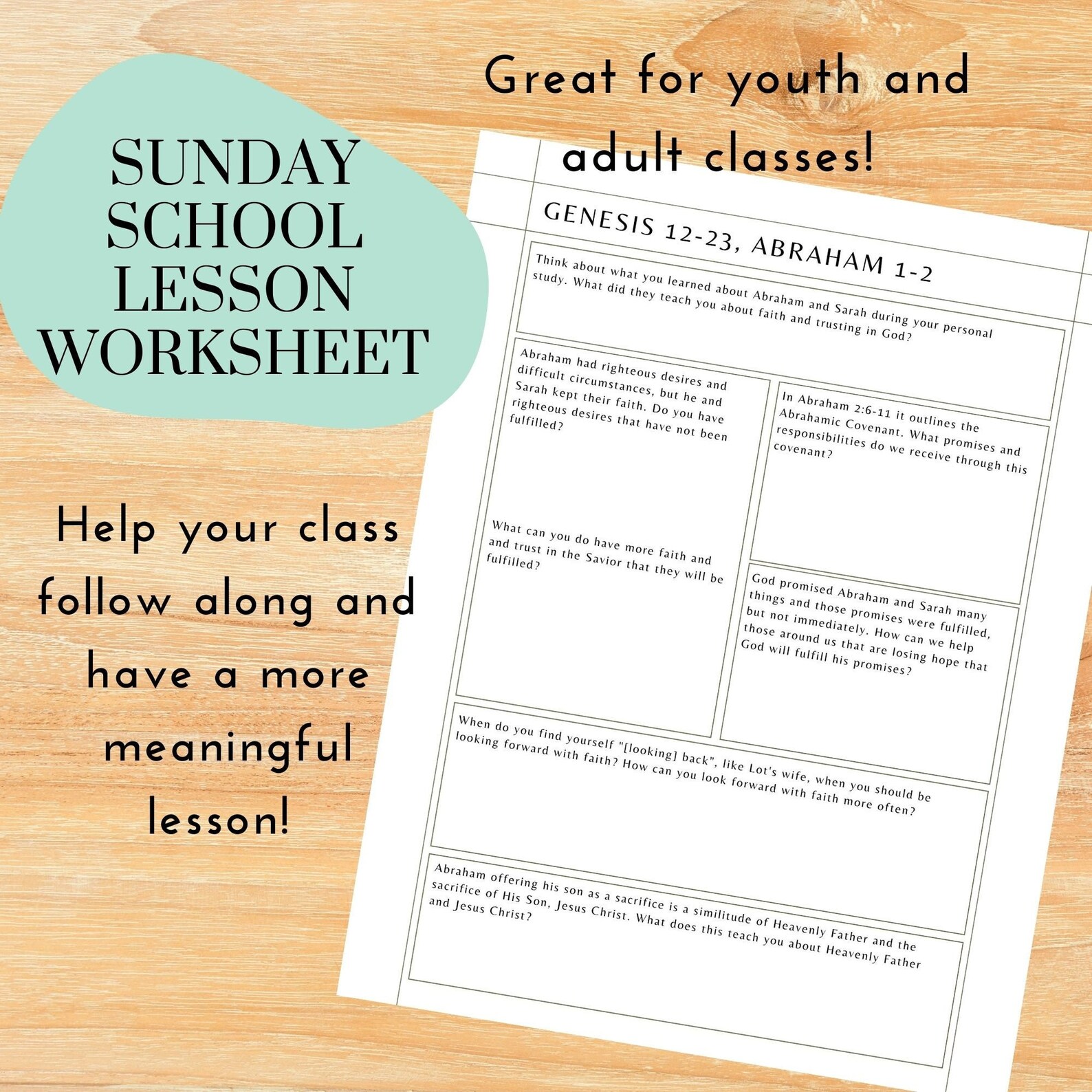 Come Follow Me Sunday School Lesson Worksheet and Outline for Etsy