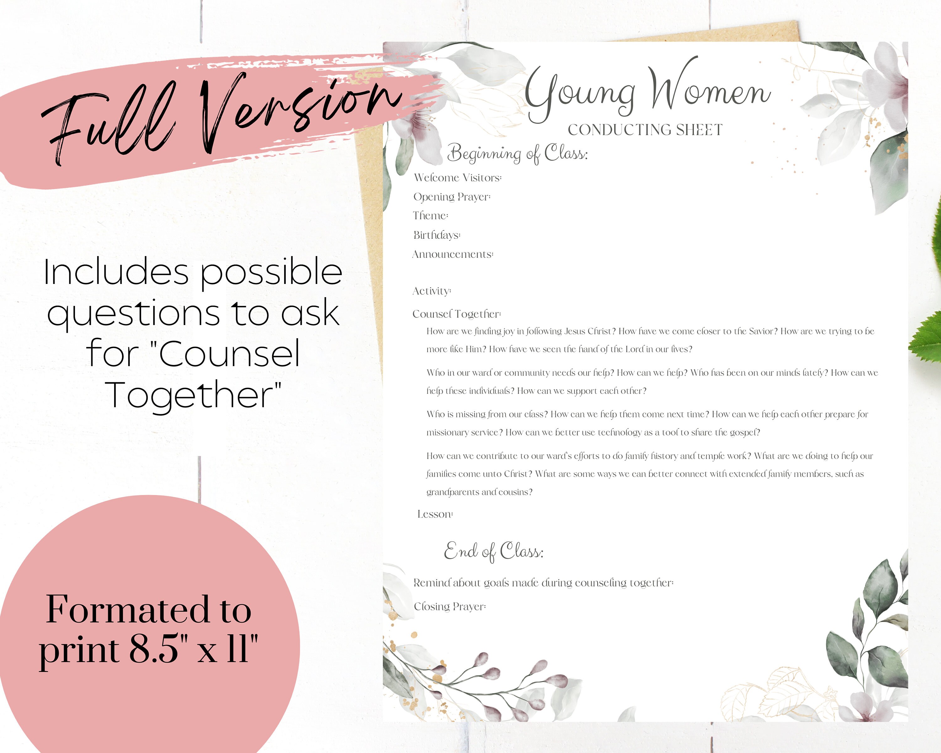 LDS Young Women Conducting Sheet LDS Young Women Conducting Handout ...