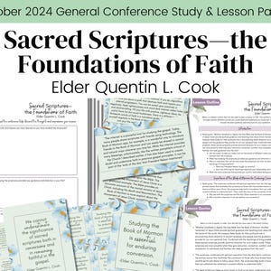 Sacred Scriptures—the Foundations of Faith| Elder Cook| LDS October 2024 General Conference| Relief Society Lesson Outline| Digital Download