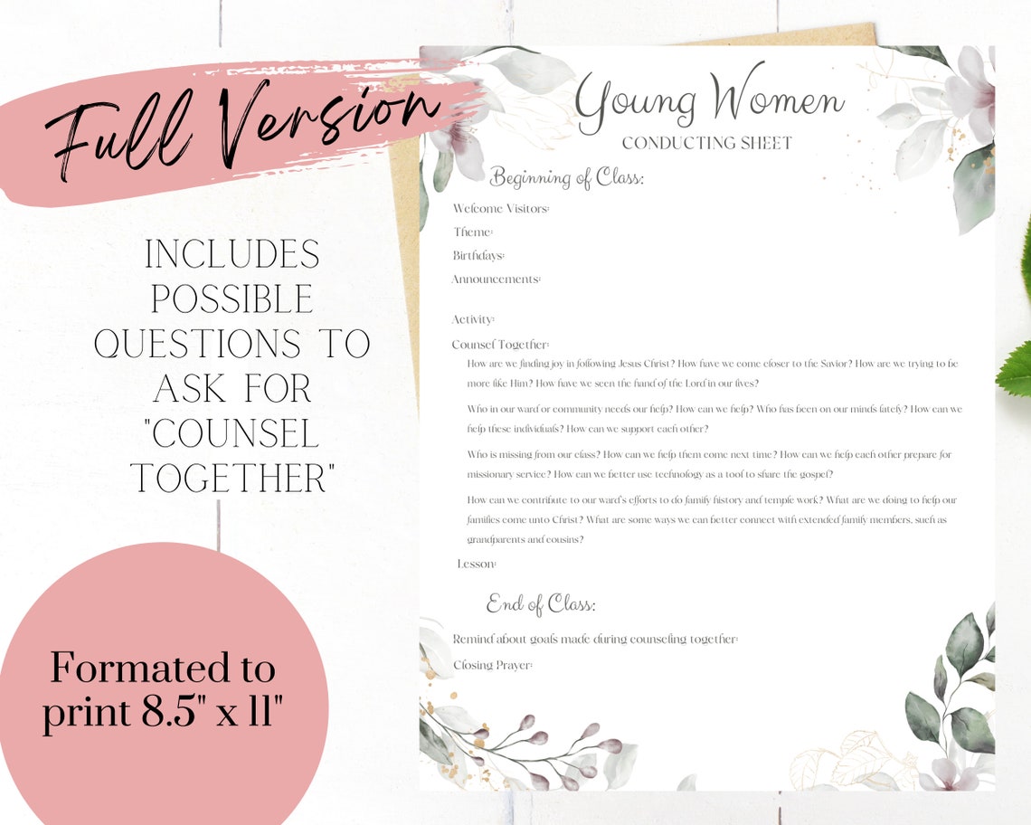 LDS Young Women Conducting Sheet LDS Young Women Conducting Etsy