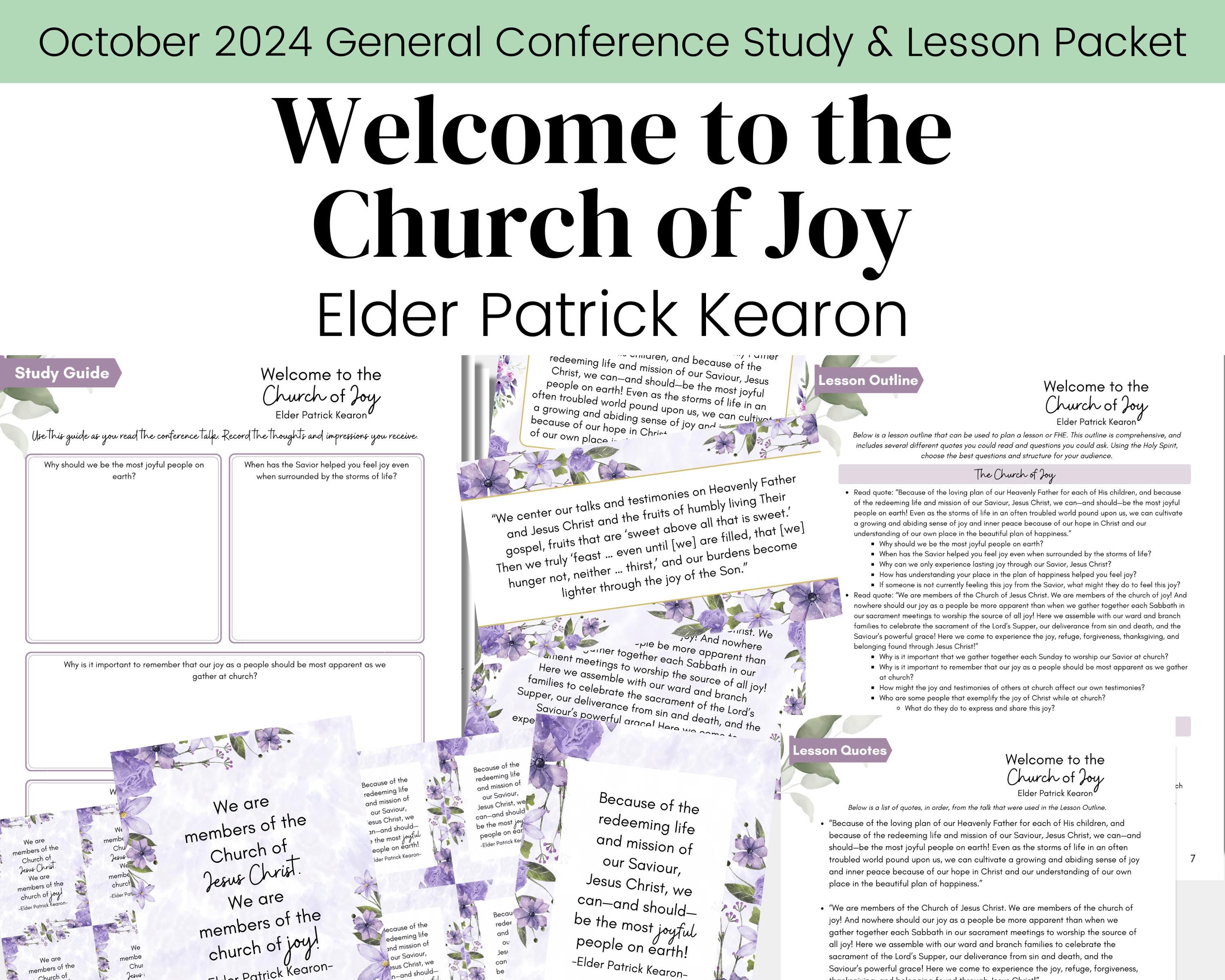 Welcome to the Church of Joy| Elder Patrick Kearon| LDS October 2024 General Conference| Relief Society Lesson Outline| Digital Download