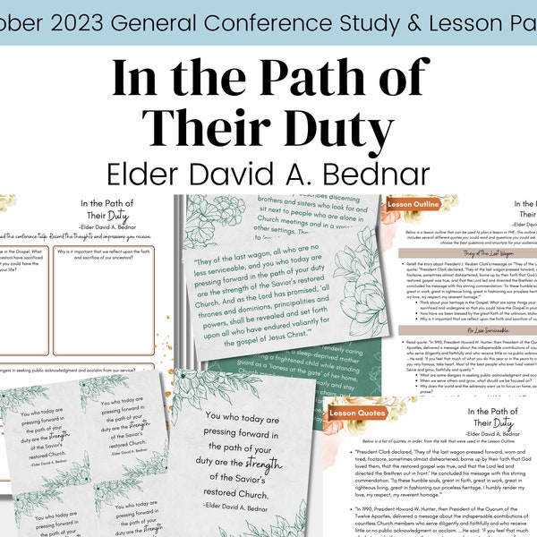 In the Path of Their Duty- Elder Bednar- General Conference Talk Oct 2023- LDS Study Guide Relief Society Lesson Outline- Digital Download