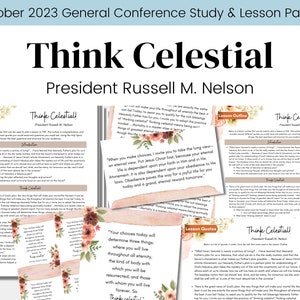 Think Celestial!- President Nelson- General Conference Talk October 2023- LDS- Study Guide Relief Society Lesson Outline- Digital Download