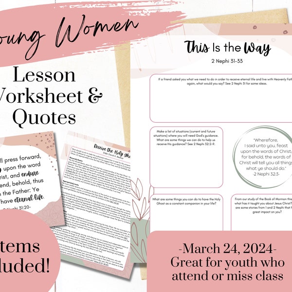 This Is the Way- YW Lesson March 24- Young Women Lesson Worksheet- 2 Nephi 31–33- YW Handouts- Come Follow Me 2024- Digital Download