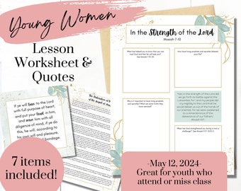 In the Strength of the Lord- YW Lesson May 12th- Young Women Lesson Worksheet- Mosiah 7-10- YW Handouts- Come Follow Me 2024- Digital