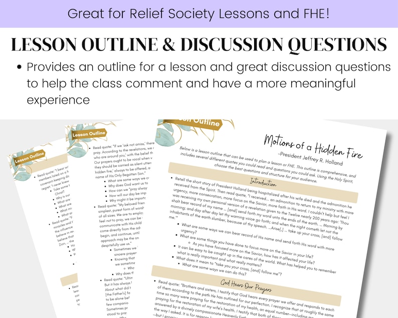 Motions of a Hidden Fire President Jeffrey R. Holland LDS April 2024 General Conference Relief Society Lesson Outline Digital Download image 3