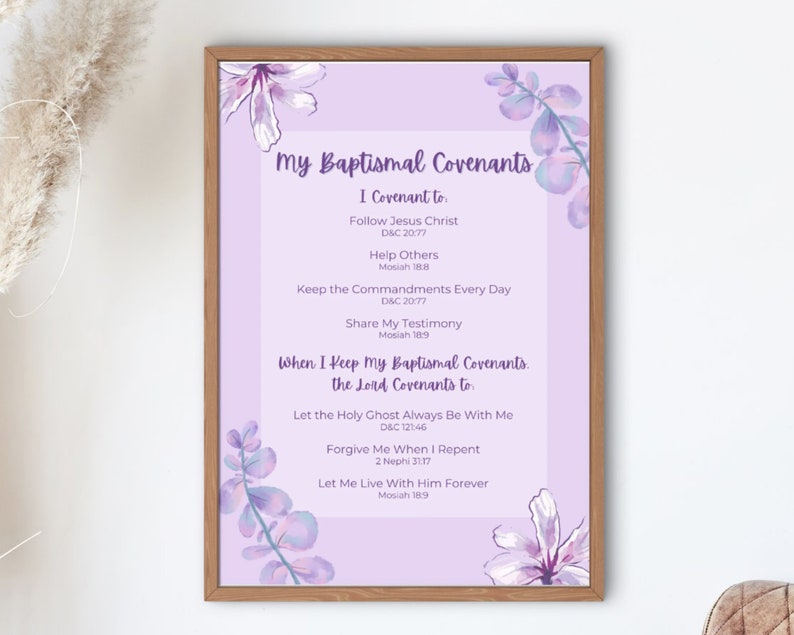 LDS Baptismal Covenant Printable Primary Baptism Gift Primary Handout ...