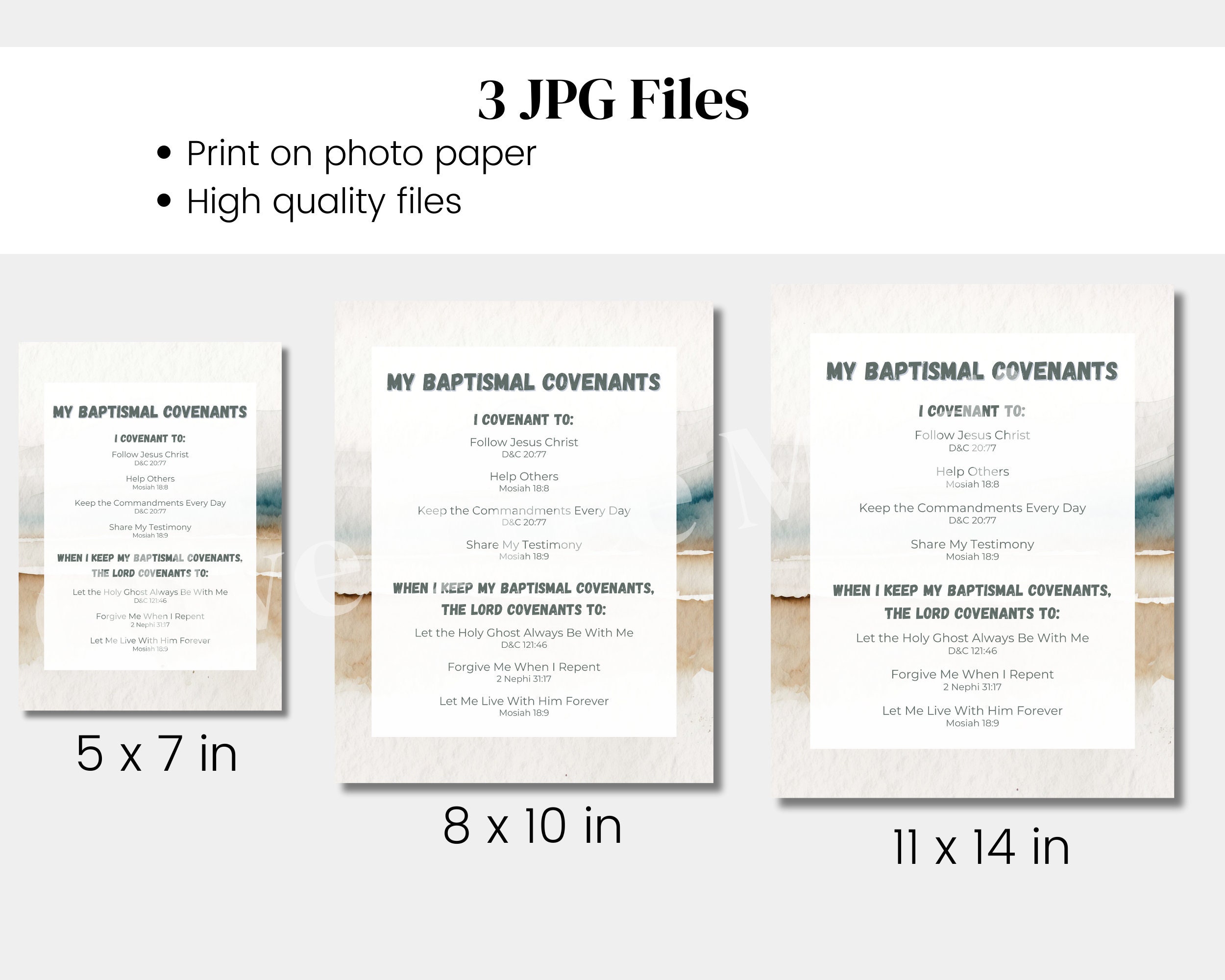 LDS Baptismal Covenant Printable Primary Baptism Gift Primary Handout ...