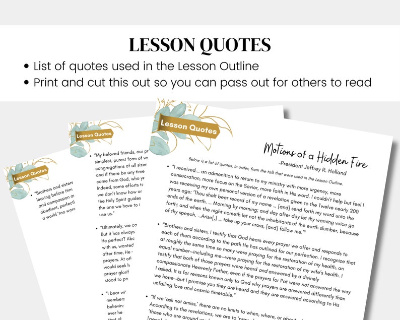 Motions of a Hidden Fire President Jeffrey R. Holland LDS April 2024 General Conference Relief Society Lesson Outline Digital Download zdjęcie 4