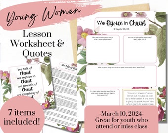 We Rejoice in Christ- YW Lesson March 10th- Young Women Lesson Worksheet- 2 Nephi 20-25- YW Lesson Handouts- Come Follow Me 2024- Digital