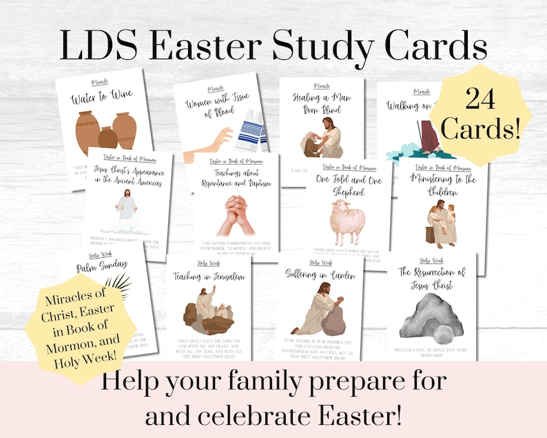 LDS Easter Study Cards| Easter Story Printables| Holy Week Countdown ...