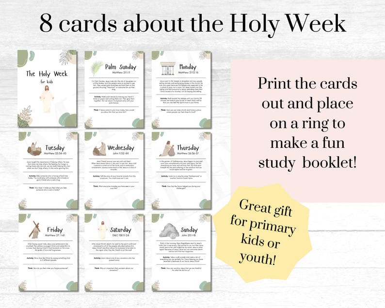 LDS Holy Week for Kids Cards | Easter Story Printable | LDS Easter ...