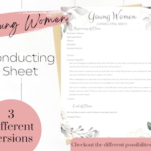 LDS Young Women Conducting Sheet- LDS Young Women Conducting Handout- Young Women Class Agenda- Digital Download- Printable