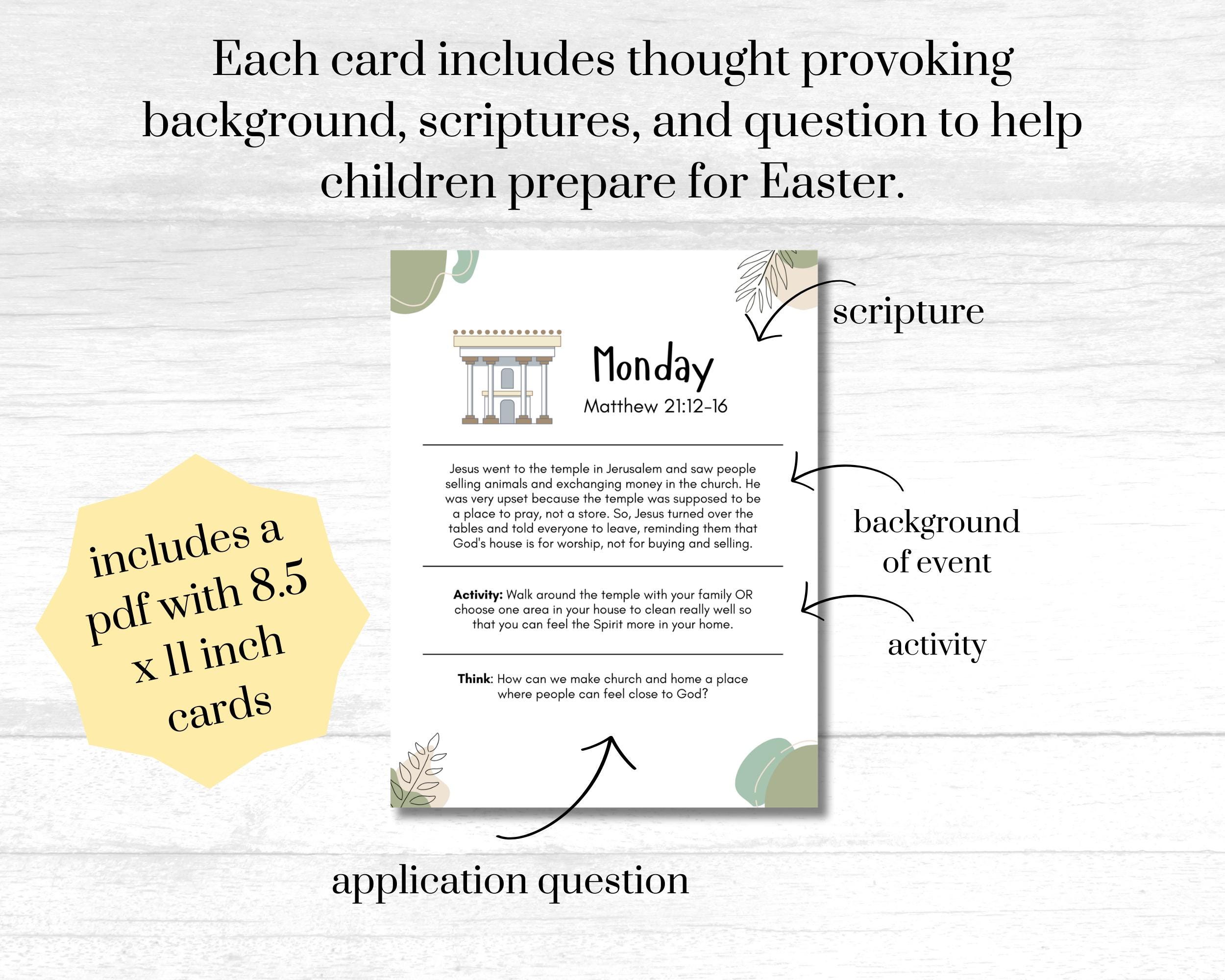 LDS Holy Week for Kids Cards | Easter Story Printable | LDS Easter ...