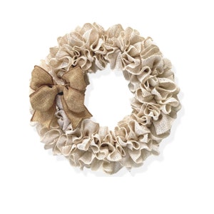 Neutral Burlap Front Door Wreath: Rustic Farmhouse Decor