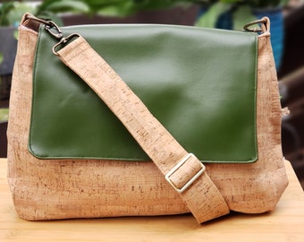 Cork and Desserto Cactus Leather Messenger