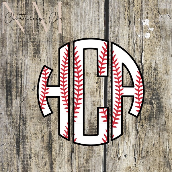 Personalized Baseball Circle Monogram- PNG, SVG, Digital Download ONLY