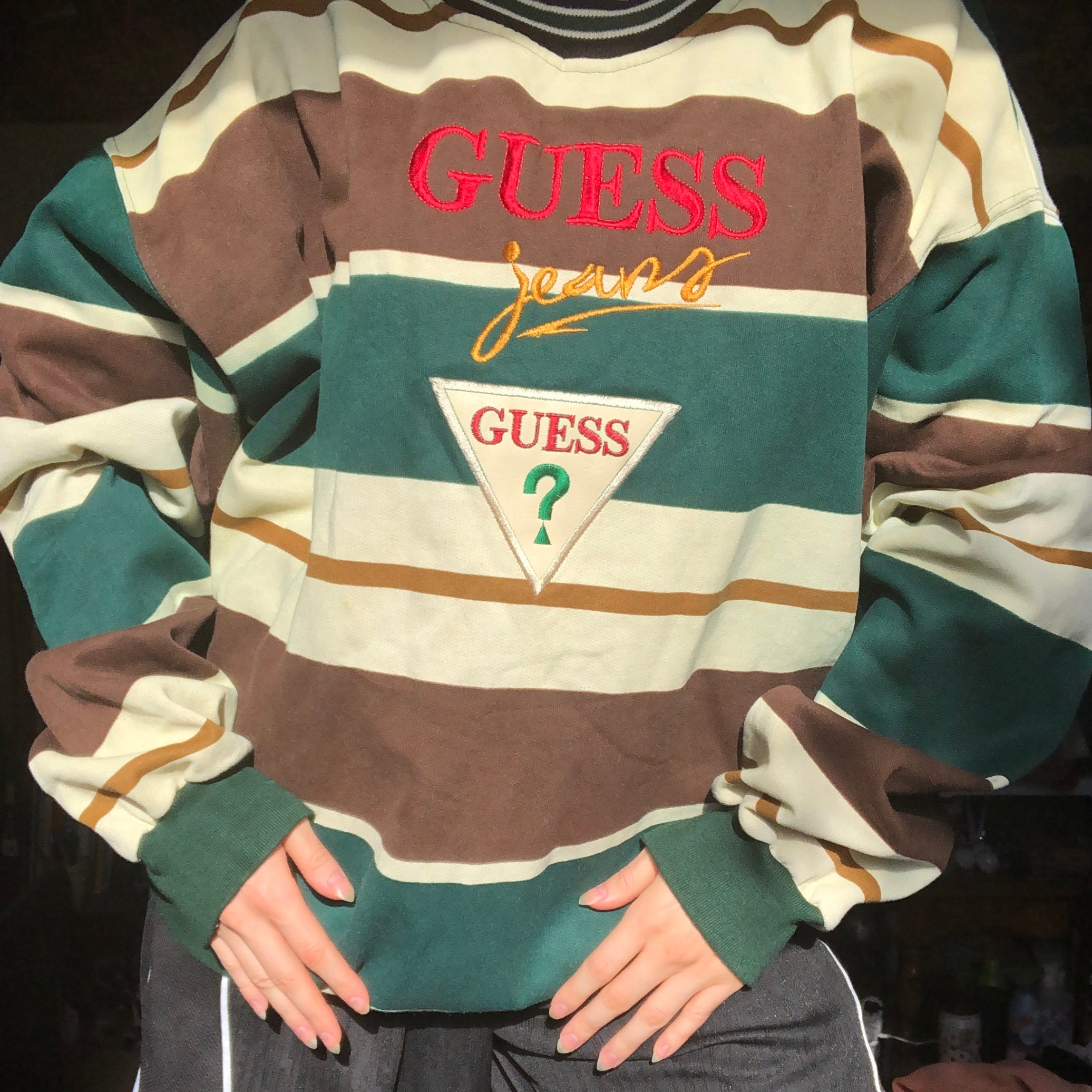 Vintage Striped Guess Sweater/Sweatshirt | Etsy