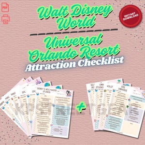 2025 WDW + Universal Orlando Resort Giostre, intrattenimento e attrazioni Checklist stampabile Scarica Walt Disney World Studios Florida