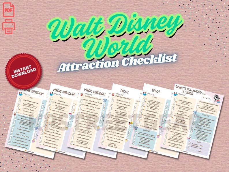 Elegant Disney World Attraction Checklist 2023 Images