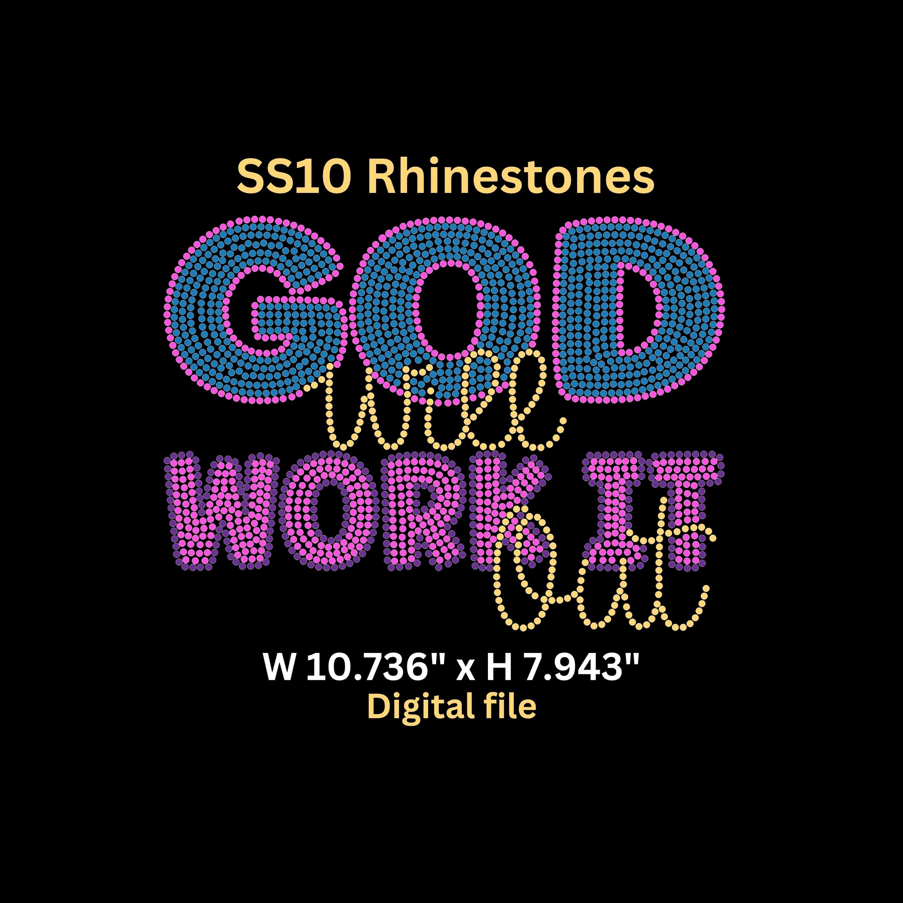 Rhinestones Template | God Will Work It Out Hotfix Rhinestone File ...