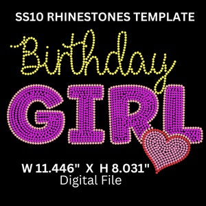 SS10 Rhinestone Template | Birthday Girl | Instant Download | SVG file For Cricut, Cameo And Others.