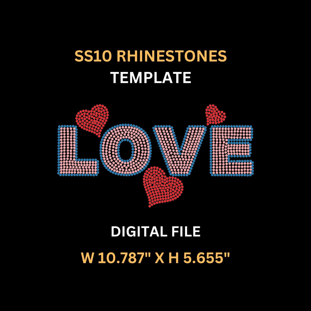 Love Hearts Rhinestones Template |valentine's | SS10 Hotfix Rhinestone ...