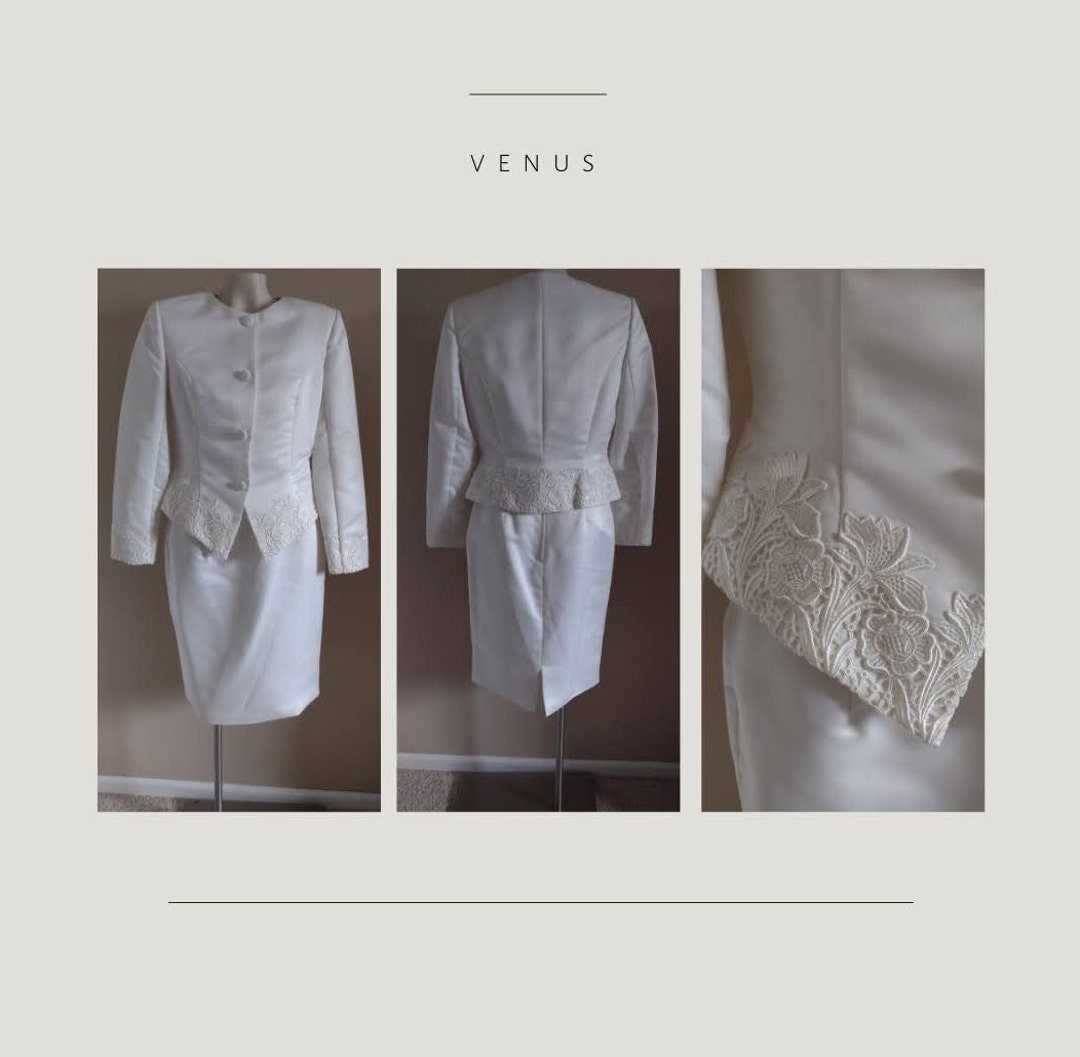 Off-White Striped Two-Piece Woolen Set with Button Closure
