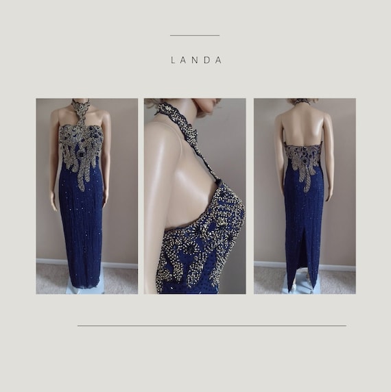Navy blue and gold cocktail dress hot sale