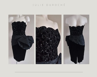 Vintage 80s Julie Duroché Pastel Sequins Party Dress