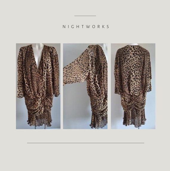 Nightworks Surplice Cheetah print dress vintage 90