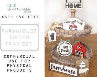 Farmhouse Tiered Tray SVG: Laser Cut Wood Blanks (Digital Download)