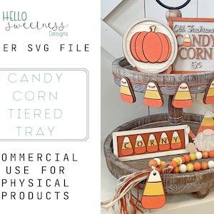 Candy Corn Laser File / Halloween SVG / Fall Gnome Tiered Tray Decor