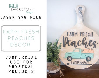 Peach SVG File: Farm Fresh Decor, Old Truck Laser Cut File (Digital Download)