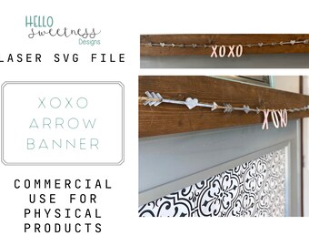 XOXO Arrow Banner SVG: Valentine's Day Laser Cut File