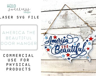 America Door Hanger / Patriotic Glowforge SVG / Laser Cut Files