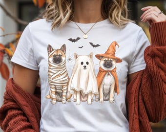 Akita Halloween Dog Shirt PNG Akita in Costume Design Halloween Shirt Sublimation PNG Dog T Shirt Digital Download